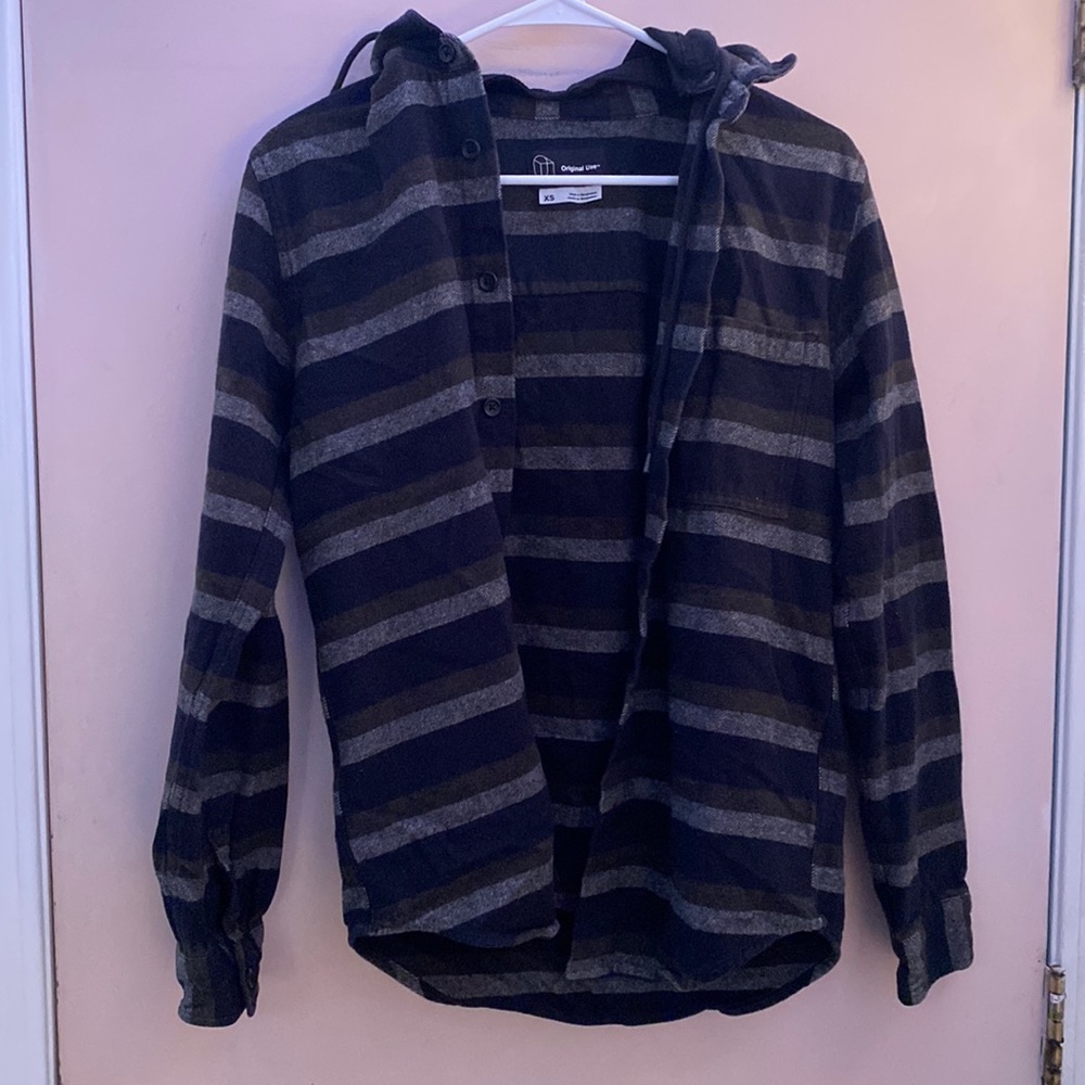 flannel shirt with removable hood